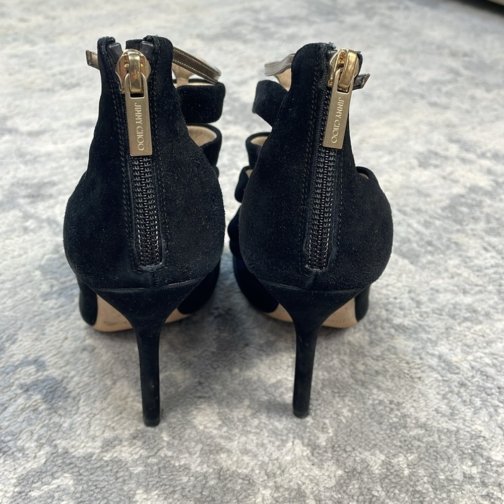 SOLD - Jimmy Choo Fathom Strappy Cage Bootie Heels Gladiator Black Sz 37 - Picture 6 of 16